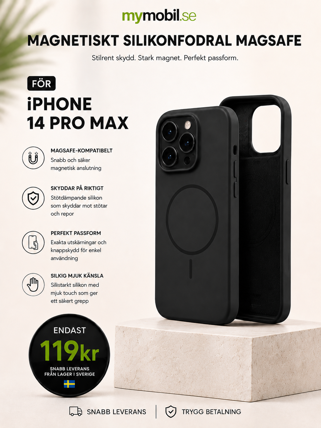 Skal till iPhone 14 Pro Max - Svart - Magsafe